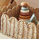 Scalloped Edge Basket, Wicker Storage Baskets,Handwoven Organizing Baskets For Shelves, Paper Rope Design