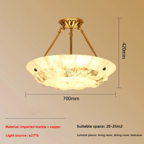 lustre minimaliste en cuivre et marbre design moderne