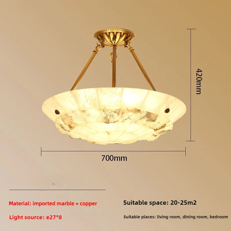 lustre minimaliste en cuivre et marbre design moderne - vue 9 sur 10