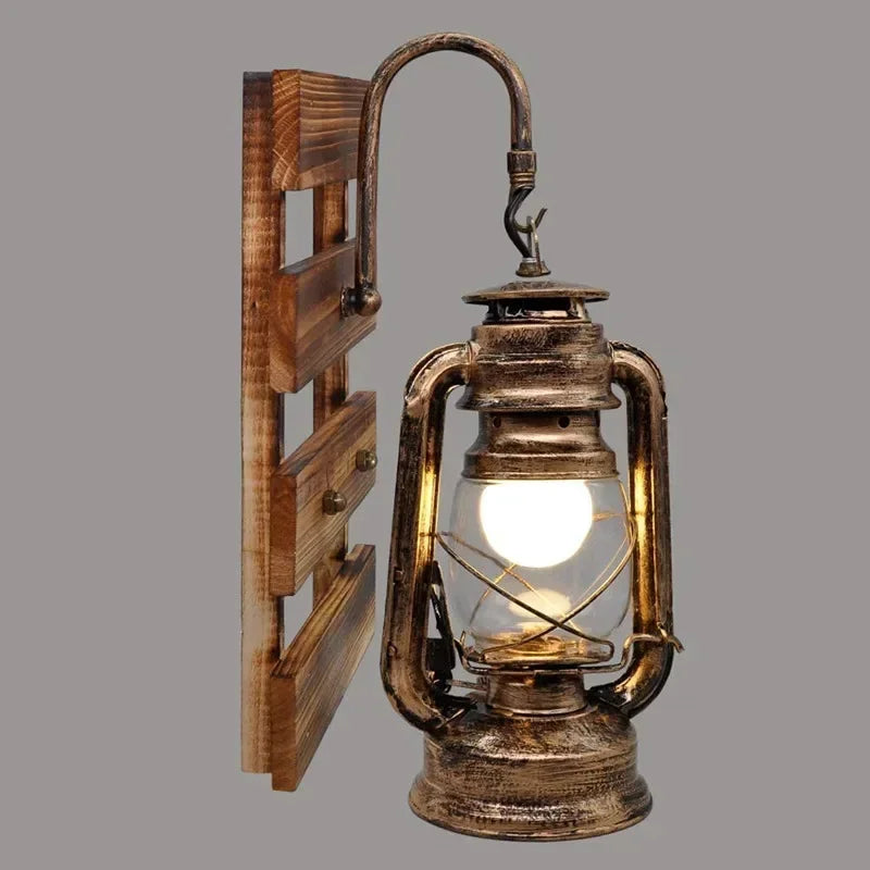 applique murale vintage en bois pour éclairage intérieur industriel - vue 3 sur 9