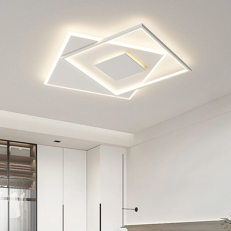 plafonnier led minimaliste géométrique rectangulaire et rond - vue 4 sur 14