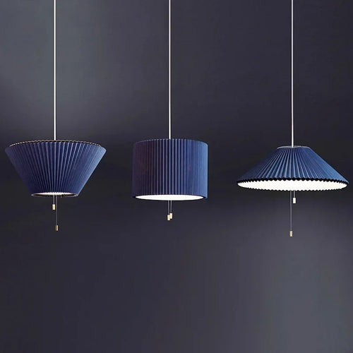 Modern blue fabric pendant light, living room, dining room, ceiling hanging lamp, pendant light - vue 4 sur 9