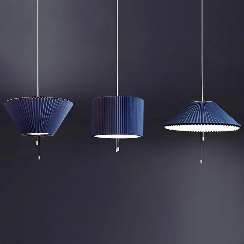 Modern blue fabric pendant light, living room, dining room, ceiling hanging lamp, pendant light - vue 3 sur 9