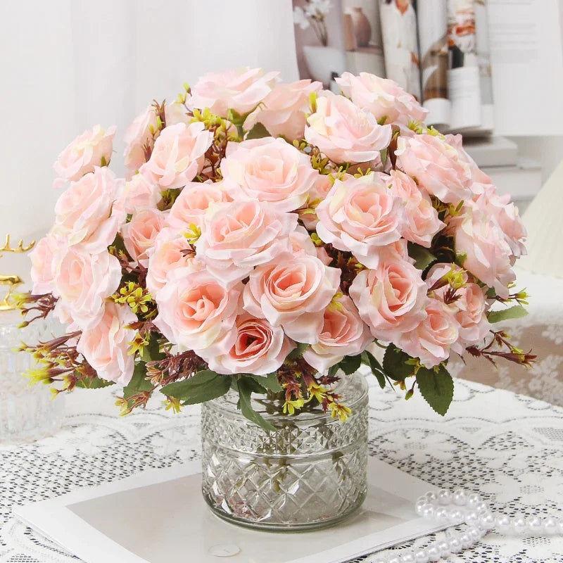bouquet de roses décoratives en soie parfum de miel pour décoration intérieure - vue 3 sur 12