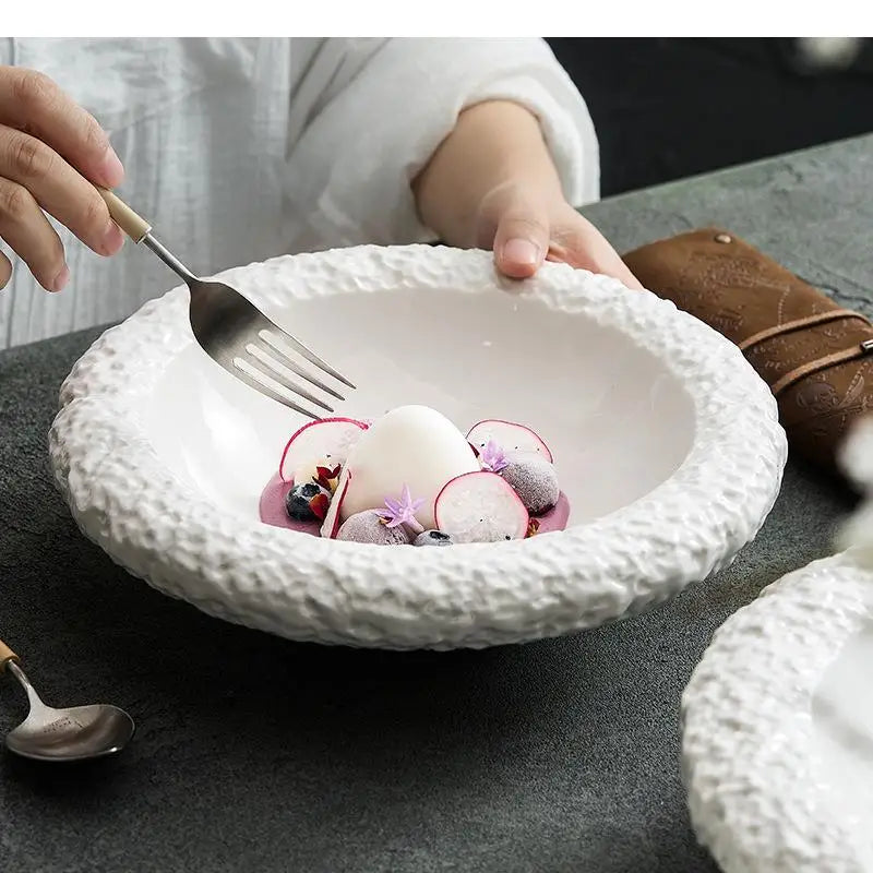 Bol double paroi céramique texture roche style minéral