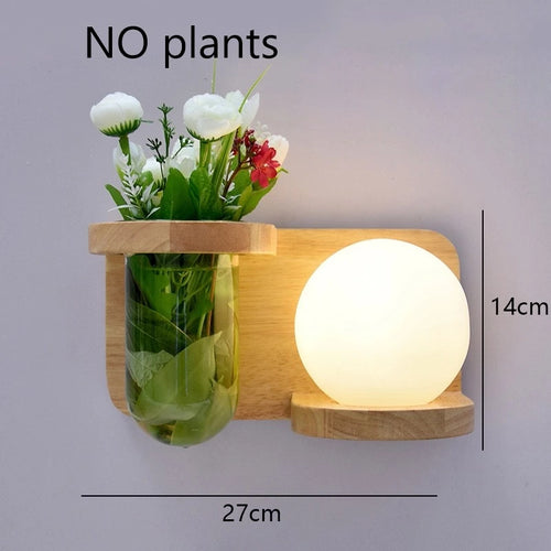 applique murale led en bois avec pot de plante nordique - vue 24 sur 23