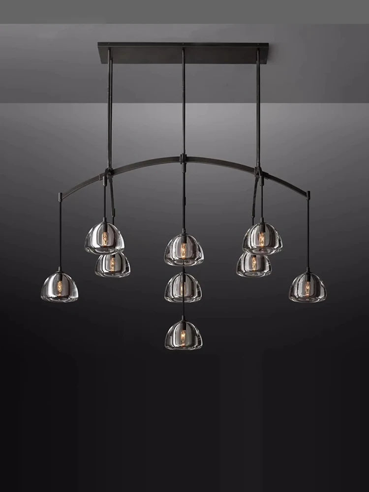 lustre vintage en cristal et cuivre pour éclairage intérieur - vue 6 sur 13