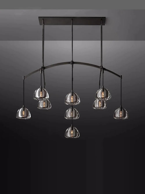lustre vintage en cristal et cuivre pour éclairage élégant