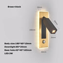 LED Brass Black Wall Lamp Wall Light Wall Sconce Wall Mounted Reading Light with Switch and USB Port, Rotatable For Bedroom
