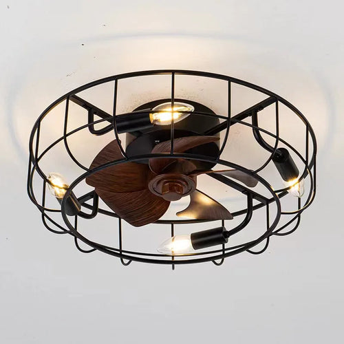 plafonnier rétro avec ventilateur et lumière design moderne - vue 3 sur 8