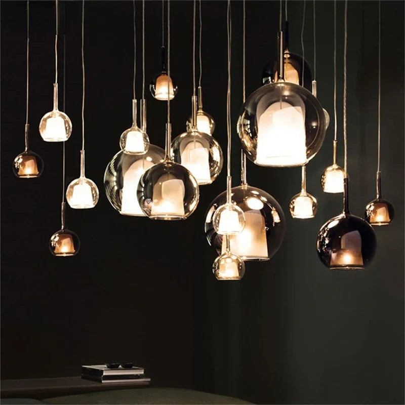 suspension moderne led en verre pour restaurant intérieur - vue 5 sur 10