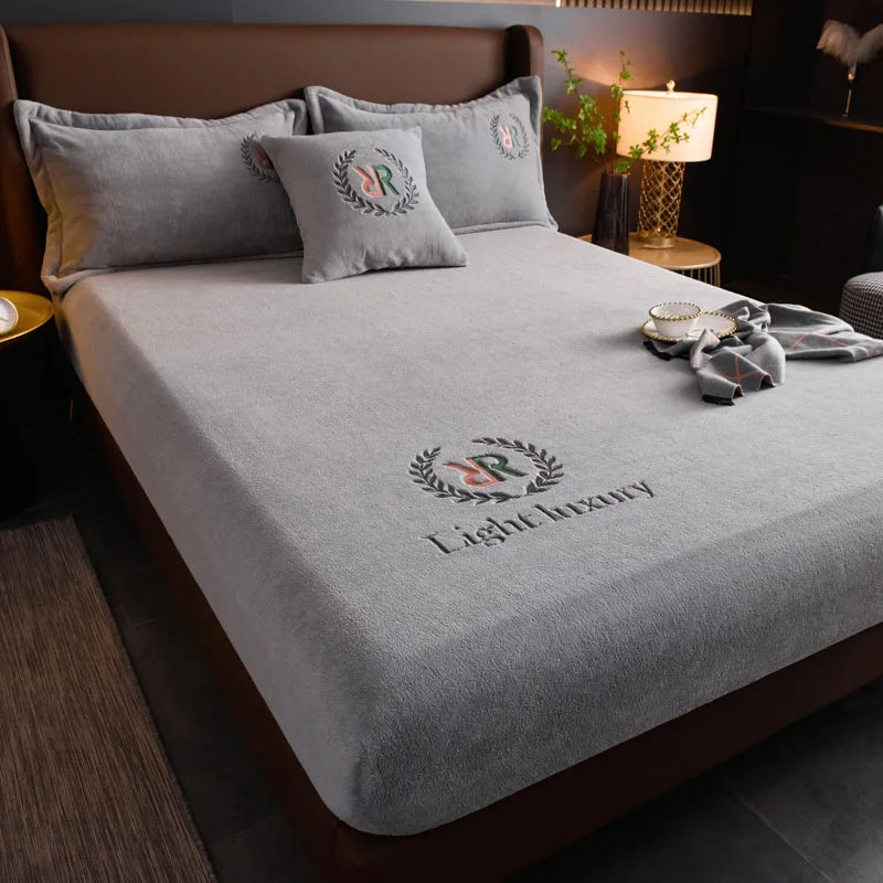 drap-housse en peluche douce et flanelle solide