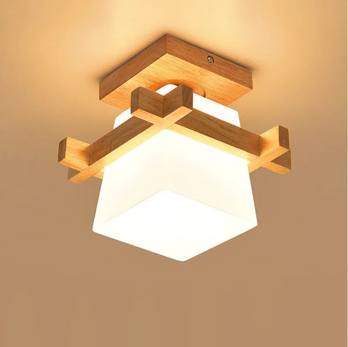 Nordic style minimalist solid wood solar ceiling light - vue 2 sur 10
