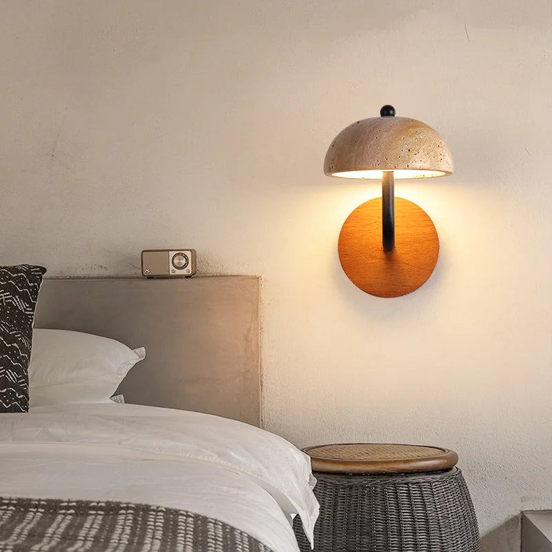 applique murale led vintage en forme de champignon en pierre naturelle - vue 5 sur 6