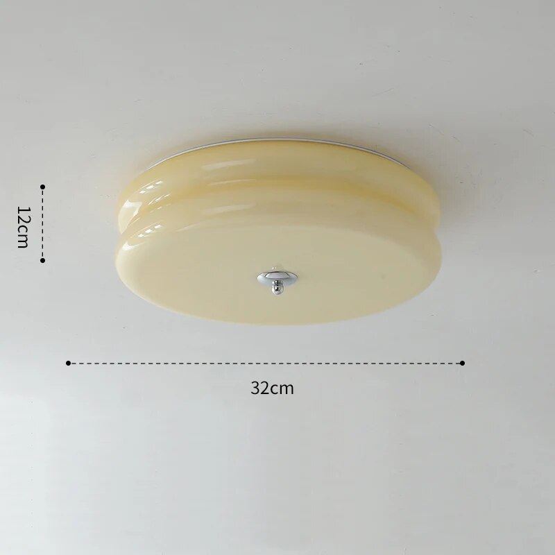 Plafonnier rétro français en verre crème pour chambre à coucher