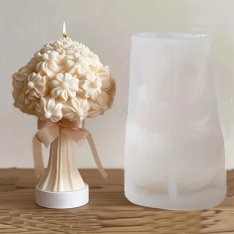 moule en silicone 3d bouquet de roses pour bougie - vue 4 sur 18