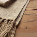 Chemin de table en jute à pompons rustique