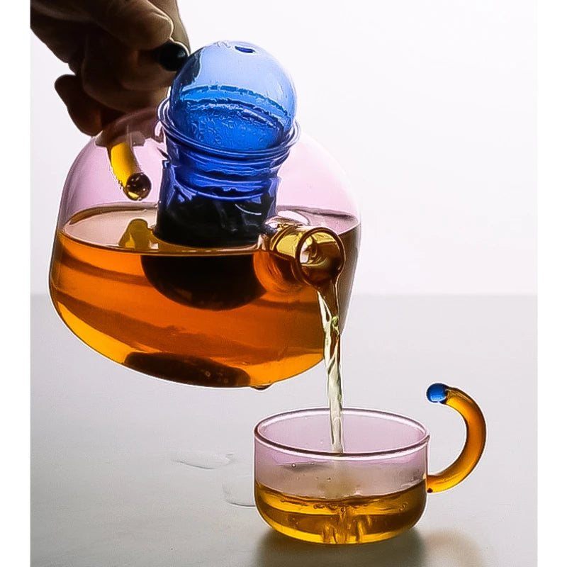 Théière verre résistant chaleur filtre intégré style minimaliste - vue 6 sur 6