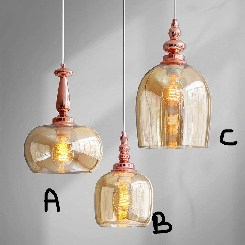 Modern minimalist glass chandelier nordic lighting - vue 8 sur 8