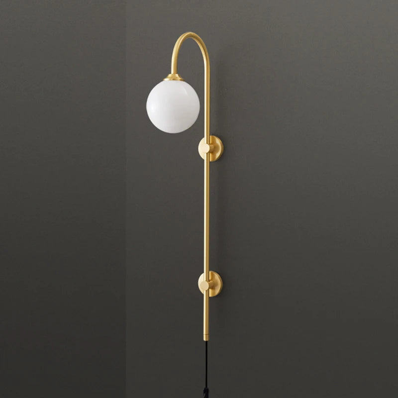 Nordic All Copper Wall Lamp, Bedroom Headboard, Creative Hotel Villa, No Wiring, with Plug, Living Room, Background Wall Lamp - vue 6 sur 7