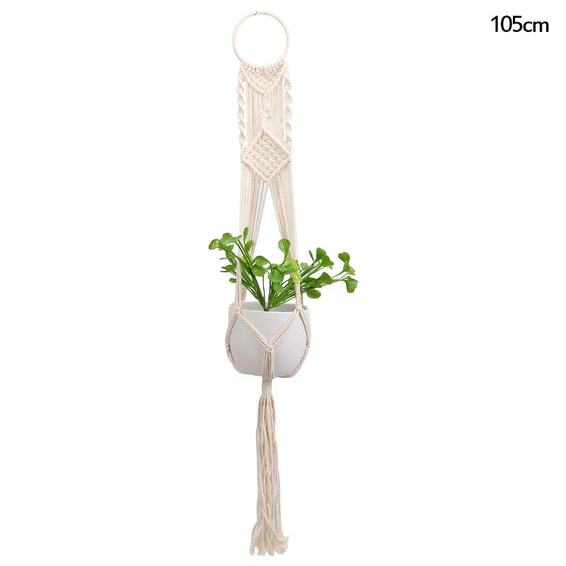 paniers suspendus en macramé pour plantes et décoration - vue 20 sur 19