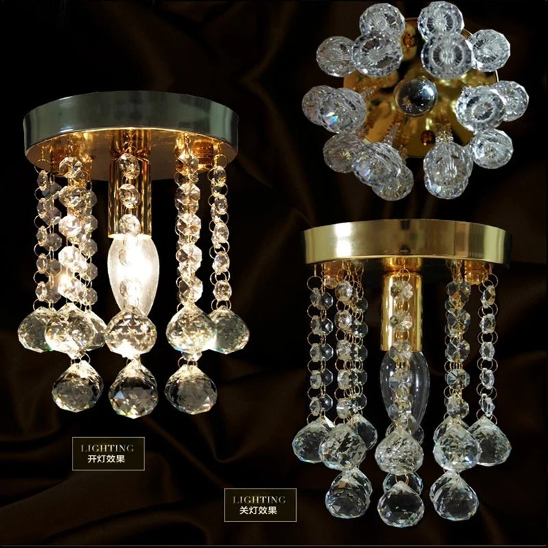 lustre moderne led boule de cristal luminaire suspension plafonnier - vue 3 sur 6