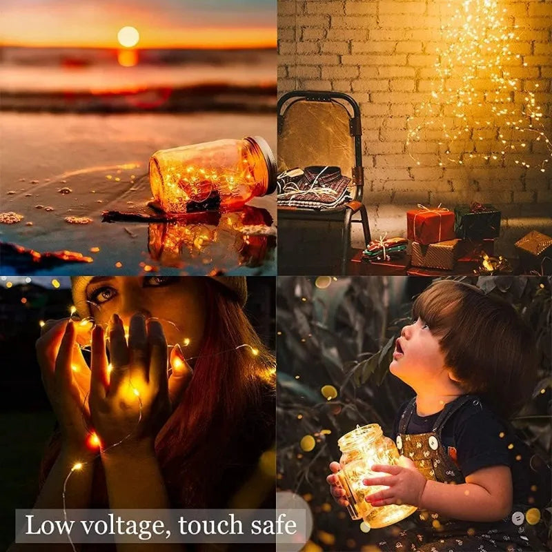 guirlande lumineuse led avec fil de cuivre pour décoration festive et chaleureuse - vue 7 sur 14