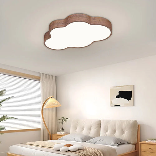 Minimalist nordic wooden ceiling light with modern LED lighting