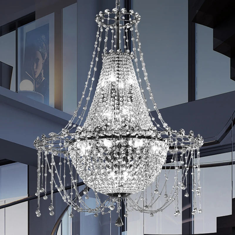 lustre k9 luxe en acier inoxydable led suspension moderne - vue 5 sur 8