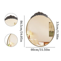 LUVODI Baroque Brass Round Wall Decor Mirror Resin Rose Pattern Metal Frame Art Mirror for Living Room,Bathroom Decoration