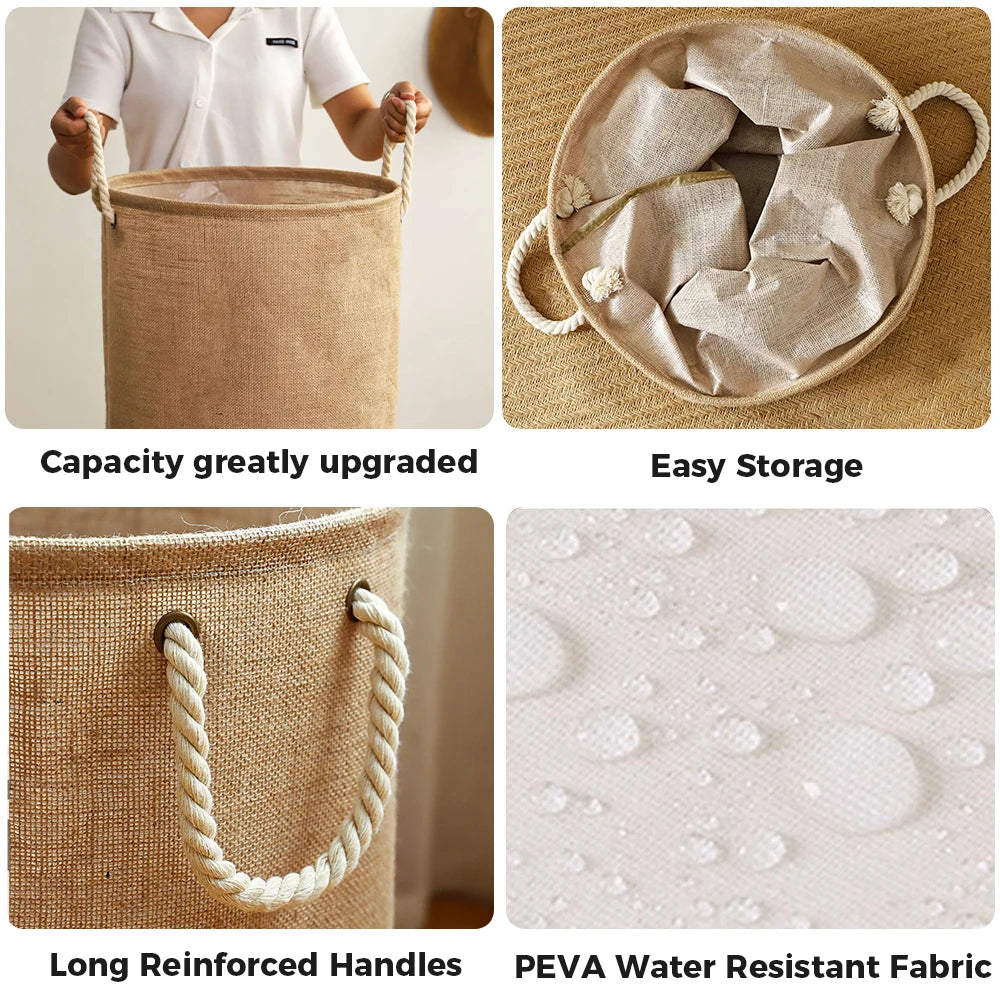 Large Laundry Basket, Waterproof, Freestanding Laundry Hamper, Collapsible Tall Clothes Hamper with Extended Handles for Clothes - vue 2 sur 8