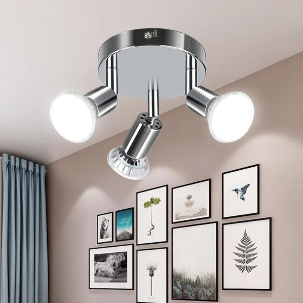 Plafonnier triple spot chrome noir brillant gu10 - vue 5 sur 8