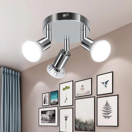 Plafonnier triple spot chrome noir brillant gu10 - vue 5 sur 8