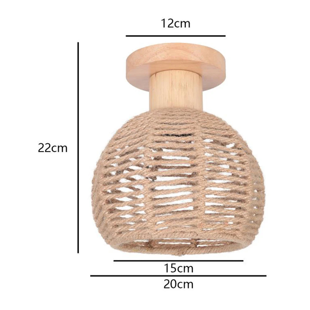 Retro metal ceiling light with hemp rope for vintage interiors - vue 13 sur 15