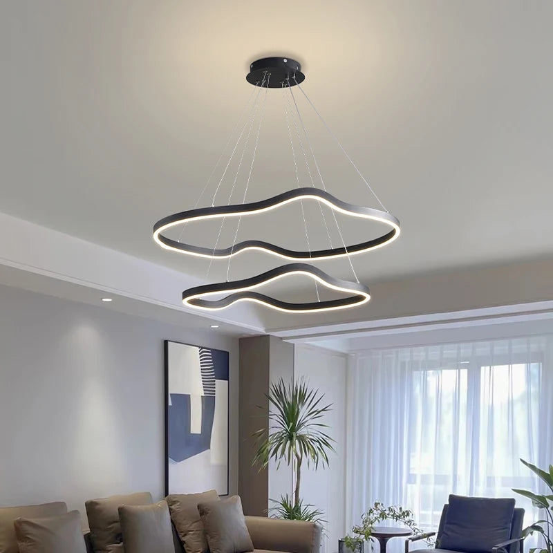 Lustre anneaux déformés design panochas pour intérieur - vue 4 sur 18