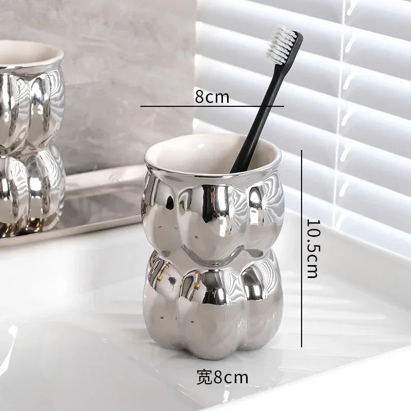 ensemble de décoration luxe en céramique pour salle de bain - vue 5 sur 18