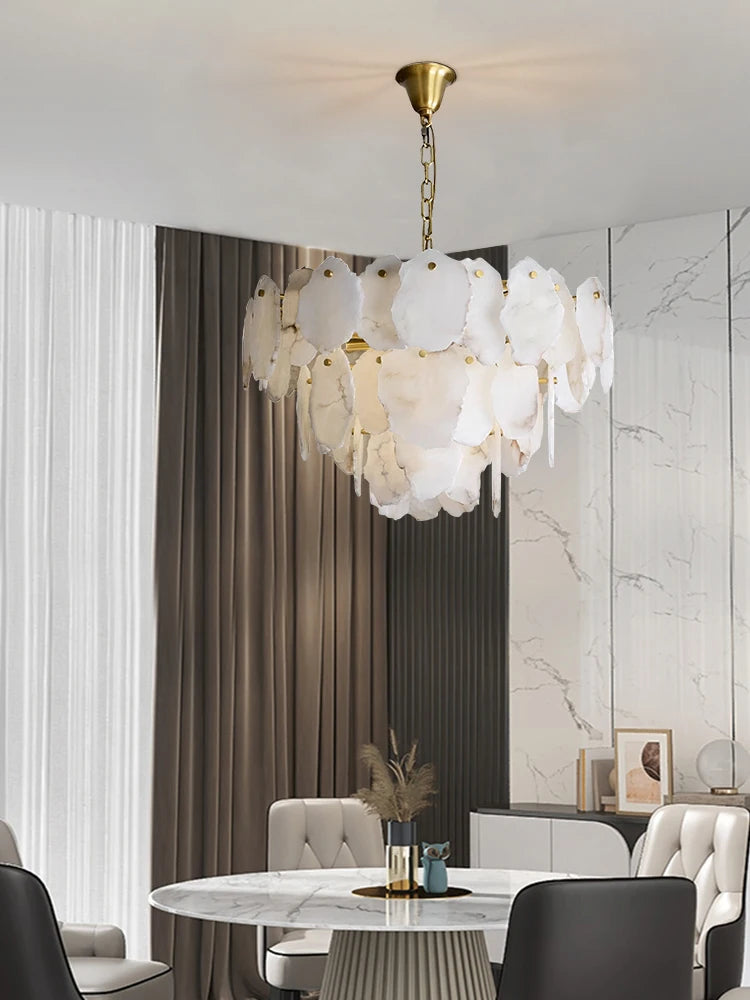 lustre en marbre naturel en cuivre pour décoration intérieure élégante - vue 4 sur 10