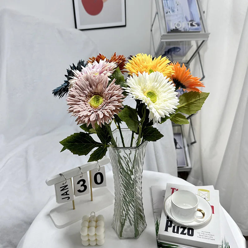 gerbera simple avec feuilles pour décoration de mariage et fête - vue 4 sur 15
