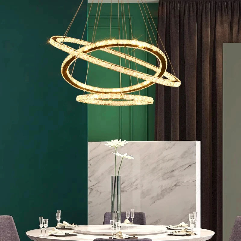 lustre moderne en cristal éclairage intérieur led suspendu - vue 7 sur 12