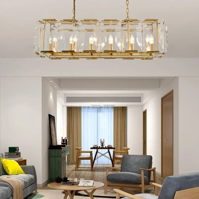 lustre en cristal de luxe moderne design éclairage suspendu - vue 6 sur 14