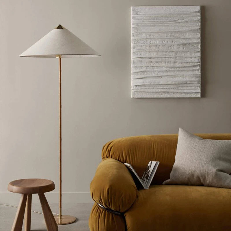 lampadaire led moderne nordique tissé à la main en bambou rotin - vue 5 sur 8