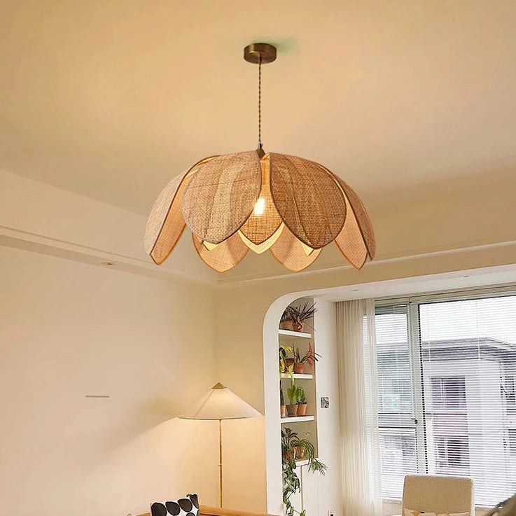 Suspension Japonais en rotin pétale cannage - vue 4 sur 12