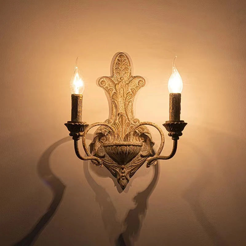 applique murale double tête en fer antique rétro américain - vue 4 sur 6