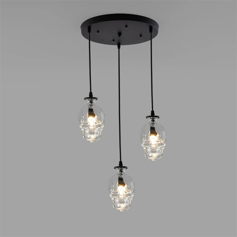 suspension loft américain rétro led crâne bouteille vin décoration café - vue 4 sur 9