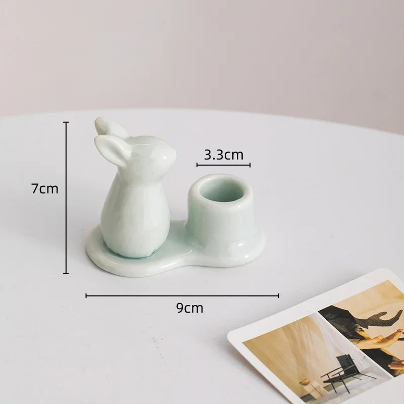 bougeoirs en céramique lapin décoratifs pour la maison - vue 11 sur 11