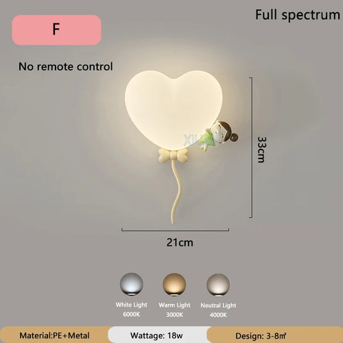 applique murale led romantique couronne coeur nuage pour enfants - vue 13 sur 12