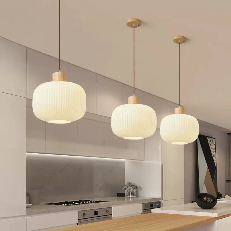 lustre moderne loft led avec abat-jour en verre - vue 2 sur 8