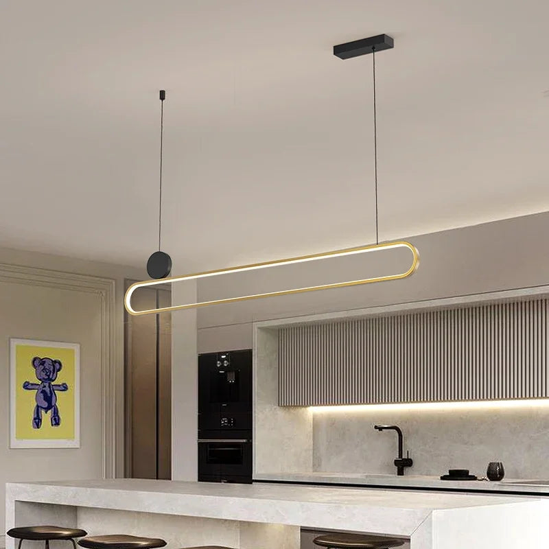 Modern and simple LED dining room chandelier, Nordic gold living room, kitchen lights, bar, meeting room decorative lighting - vue 7 sur 16