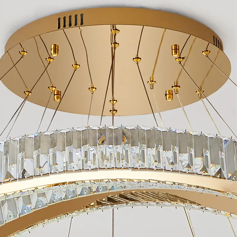 lustre moderne en cristal avec anneau pour décoration intérieure - vue 6 sur 7