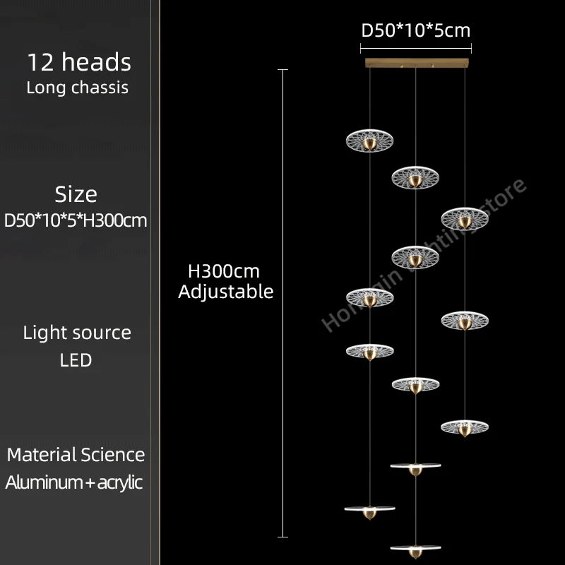 lustre moderne pour escalier design nordique simple et élégant - vue 9 sur 21